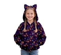 Felpa con cappuccio per ragazze Halloween zucca fantasma bambini ragazzi gatto felpa con cappuccio con tasche carino trendy manica lunga pullover top autunno inverno cotone vestiti caldi, 1 viola., 5
