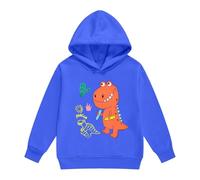 Felpa con cappuccio per ragazzi con stampa dinosauri a maniche lunghe, maglione per bambini in pile accogliente, giacca per il tempo libero con tasca, calda capispalla per l'inverno e l'autunno, Blu