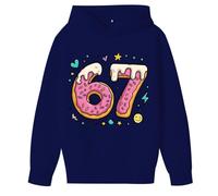 Felpa con cappuccio per ragazzi e ragazze 67 Six Seven a maniche lunghe pullover top divertente modello numero vacanza tunica top bambini novità casual streetwear, Marina Militare, 5-6 Years