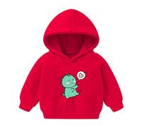Felpa con cappuccio per ragazzi e ragazze, invernale, a maniche lunghe, con cappuccio, per bambini, abbigliamento cartone animato, amore, dinosauro, maglione spesso, Colore: rosso, 4-5 Jahre