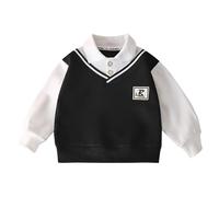 Felpa con cappuccio per ragazzi e ragazzi, per la scuola, a maniche lunghe, con scollo a V, maglione autunnale Jack U, Nero , 13-14 Jahre