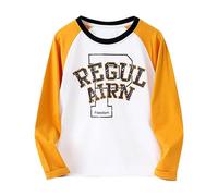 Felpa con cappuccio per ragazzi ragazzi a maniche lunghe grandi bambini a contrasto colore T Shirt Top per bambini felpa 140, giallo., 5-6 Jahre