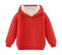 Felpa con cappuccio per ragazzo Children Autumn Winter Solid Pullover Top Top Manica Lunga Felpa con cappuccio Cappotto Jack, Colore: rosso, 8-9 Jahre