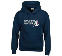 Felpa con cappuccio per rugby a sei nazioni, con sudore e lacrime, da uomo, blu navy, Marina Militare, L