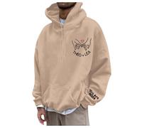 Felpa con cappuccio per San Valentino, da uomo, per il tempo libero, adolescente, con cappuccio, a maniche lunghe, oversize, per lavoro, uso quotidiano, viaggi, attività all'aperto, 01-kaki, L