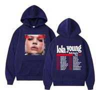 Felpa Con Cappuccio Per Uomo Da Strada Per Studenti Felpa Con Cappuccio Unisex Retrò Hip-hop Harajuku Felpa Cantante Lola Young 2D Stampato Maniche Lunghe Uomo Donna Cosplay Streetwear-Navy blue||4x_l
