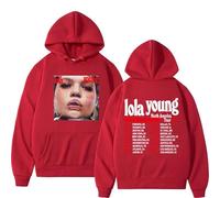 Felpa Con Cappuccio Per Uomo Da Strada Per Studenti Felpa Con Cappuccio Unisex Retrò Hip-hop Harajuku Felpa Cantante Lola Young 2D Stampato Maniche Lunghe Uomo Donna Cosplay Streetwear-Red||x_l