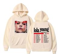 Felpa Con Cappuccio Per Uomo Da Strada Per Studenti Felpa Con Cappuccio Unisex Retrò Hip-hop Harajuku Felpa Cantante Lola Young 2D Stampato Maniche Lunghe Uomo Donna Cosplay Streetwear-Khaki||4x_l