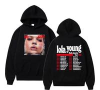 Felpa Con Cappuccio Per Uomo Da Strada Per Studenti Felpa Con Cappuccio Unisex Retrò Hip-hop Harajuku Felpa Cantante Lola Young 2D Stampato Maniche Lunghe Uomo Donna Cosplay Streetwear-Black||l