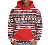 Felpa con Cappuccio per Uomo Felpe Natale Stampa Vintage Maglione Manica Lunga Sweatshirt Coulisse Pullover con Tasca Maglioni Famiglia Maglie Taglie Forti Abbigliamento Regalo di Natale Maglietta