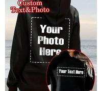 Felpa con cappuccio personalizzata da donna con tasche - Felpa spessa personalizzata, aggiungi testo e foto, personalizza il davanti e il retro della felpa, testo sul davanti, foto sul retro, felpa co