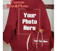 Felpa con cappuccio personalizzata da donna con tasche - Felpa spessa personalizzata, aggiungi testo e foto, personalizza il davanti e il retro della felpa, testo sul davanti, foto sul retro, felpa co