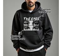 Felpa con cappuccio personalizzata da uomo, carica le tue foto personali di paesaggi/anime/amanti/famiglia, testo/nome/benedizione/vacanza/anniversario, autunno inverno L,M,S,XLRitratto,LettereTessuto