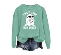 Felpa con cappuccio ragazza adolescente donna Halloween Fashion Specterprint a maniche lunghe con scollo rotondo lettere arabe, Verde menta, XL