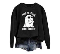 Felpa con cappuccio ragazza adolescente donna Halloween Fashion Specterprint a maniche lunghe con scollo rotondo lettere arabe, Nero , XXL