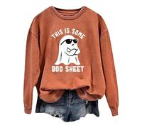 Felpa con cappuccio ragazza adolescente donna Halloween Fashion Specterprint a maniche lunghe con scollo rotondo lettere arabe, Colore: arancione., XL