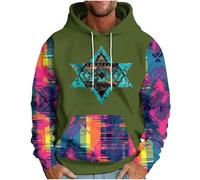 Felpa con Cappuccio Retrò da Uomo Pullover Casual a Maniche Lunghe Retro Stampato Felpa Vintage Azteco Stampato Tuta Felpe Occidentale Stile Etnico Pullover con Tasche Streetwear a Blocchi di Colore