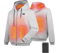 Felpa con Cappuccio Riscaldata Giacca con Cappuccio Riscaldante con e in Pile per Uomo e Donna - Giacca Termica Intelligente 6 Zone, 3 Livelli di Calore - Batteria 7.4V 16000mAh per Outdoor, Campeggio