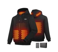 Felpa con Cappuccio Riscaldata Giacca con Cappuccio Riscaldante con e in Pile per Uomo e Donna - Giacca Termica Intelligente 6 Zone, 3 Livelli di Calore - Batteria 7.4V 16000mAh per Outdoor, Campeggio