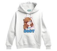 Felpa con Cappuccio Roby Polar Bear Youtuber Italia - Cotone Morbido Organico (IT, età, 9 Anni, 11 Anni, Regular, Standard, Bianco)