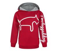 Felpa con cappuccio rossa per ragazzi con cane a due zampe