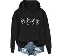 Felpa con cappuccio scheletro danzante scheletri Halloween felpa Halloween scheletro danza della morte camicia macabra, Nero , L