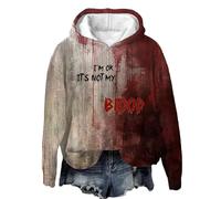 Felpa con cappuccio sottile da donna Don't Worry It's Not My Blood Bloody Halloween felpa con cappuccio lunga zip up felpa, Blu, L