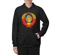 Felpa con Cappuccio Sportiva Casual con Stampa Unione delle Repubbliche Socialiste Sovietiche Emblema Nazionale Giacca Multifunzione Pullover Tascone Cinture Elastiche E Polsini Traspirante Morbida