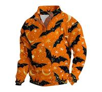 Felpa con cappuccio stampata da uomo Halloween Maglione da uomo Bat/Star/Moom Design Felpe Casual con coulisse Felpe a maniche lunghe Tuta Top Felpa divertente Halloween Fancy Dress Top Winter Warm