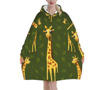 Felpa con cappuccio super morbida con giraffa dei cartoni animati, per uomini e donne, calda, alla moda e accogliente, in flanella, con cappuccio oversize e ampia coperta con tasca per il massimo