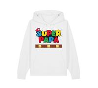 Felpa con Cappuccio Super papà - Regalo Perfetto per la Festa del papà - Disponibile in 7 Colori (IT, Testo, M, Regular, Regular, Bianco)