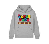 Felpa con Cappuccio Super papà - Regalo Perfetto per la Festa del papà - Disponibile in 7 Colori (IT, Testo, XXL, Regular, Regular, Grigio)