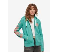 Felpa con cappuccio Superdry Super Athletic Graphic Full Zip blu arancione donna - XS