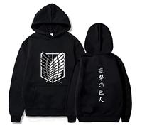 Felpa con cappuccio Symish Anime Levi Ackerman Eren Maglione AOT Scout Regiment Survey Corps Anime Felpa Pullover Giacca, Nero-1, Medium