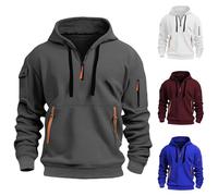 Felpa con cappuccio tattica da uomo con mezza zip mezza zip in pile felpa con cappuccio a maniche lunghe con coulisse pullover maglione 1/2 cerniera facile da pulire giacca militare resistente con