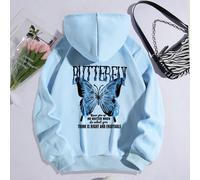 Felpa con cappuccio termica con stampa di slogan e farfalle, taglia comoda, "BUTTERELY Non mollare mai, QUALUNQUE COSA tu faccia, fai ciò che ritieni giusto e piacevole", adatta per inverno, laurea, r