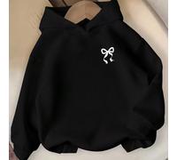 Felpa con cappuccio termica foderata con decorazione a farfalla, stile invernale, comoda e casual, adatta per la scuola, le uscite e l'uso quotidiano, felpa alla moda per ragazze adolescenti 14Y,13Y,1