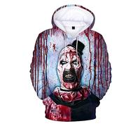 Felpa con cappuccio Terrifier 2, personaggio spaventoso, felpa unisex con cappuccio 3D con tasca, per uomini, donne, adolescenti, 2, Medium