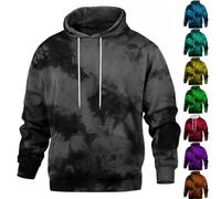 Felpa con cappuccio Tie Dye per uomo camicie a maniche lunghe con coulisse felpa con cappuccio Uk maglioni pullover felpe con cappuccio plaid jacquard manica lunga coulisse lavoro hipster casual felpa