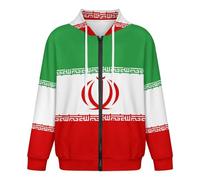 Felpa Con Cappuccio Unisex A Maniche Lunghe Cerniera - Felpa Cappuccio Oversize Bandiera Della Repubblica Islamica Dell'Iran, Con Tasca Perfetta Per L'Uso Quotidiano In Primavera, Autunno Inverno