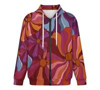 Felpa Con Cappuccio Unisex A Maniche Lunghe Cerniera - Felpa Cappuccio Oversize Fiori Hippie, Con Tasca Retrò Alla Moda Perfetta Per L'Uso Quotidiano In Primavera, Autunno Inverno Colori Misti