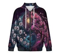 Felpa Con Cappuccio Unisex A Maniche Lunghe Cerniera - Felpa Cappuccio Simbolo Yin-Yang, Con Tasca Fiori Ciliegio Da Sogno Perfetta Per L'Uso Quotidiano In Primavera, Autunno Inverno Colori Misti