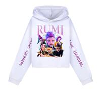 Felpa con cappuccio unisex a maniche lunghe con stampa di lettere dei cacciatori di demoni RUMI, bianco, 4 anni