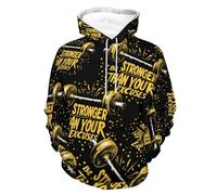 Felpa con cappuccio unisex Be Stronger Than Your Excuses Felpa con cappuccio a maniche lunghe con tasca, Stile:, XXL