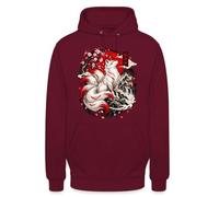 Felpa con cappuccio unisex con cappuccio con volpe maestosa mitologia | Un design impressionante di una volpe che cattura la bellezza della cultura giapponese.