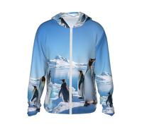 Felpa con cappuccio unisex con protezione solare UPF 50+, a maniche lunghe, con pinguino antartide ghiaccio, giacca con cappuccio traspirante, nero, 3XL-4XL