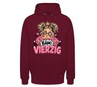 Felpa con cappuccio unisex con scritta "BÄM VIERZIG" | Festeggia il tuo 40° compleanno con questo design allegro ed elegante, perfetto per donne e ragazze.