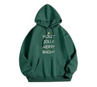 Felpa con cappuccio unisex con scritta moderna sull'albero di Natale - 'Holly Jolly Merry Bright' | minimalista felpa con cappuccio per le vacanze, Stil_t02 verde, 3XL