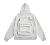Felpa con cappuccio unisex, da viaggio, con cappuccio, con zaino, felpa con cappuccio, stile casual, leggero, con cerniera, per donne e uomini, Cenere Chiaro, XL