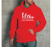FELPA CON CAPPUCCIO UNISEX EVOLUZIONE della SBORNIA FUNNY DIVERTENTE DONNA UOMO